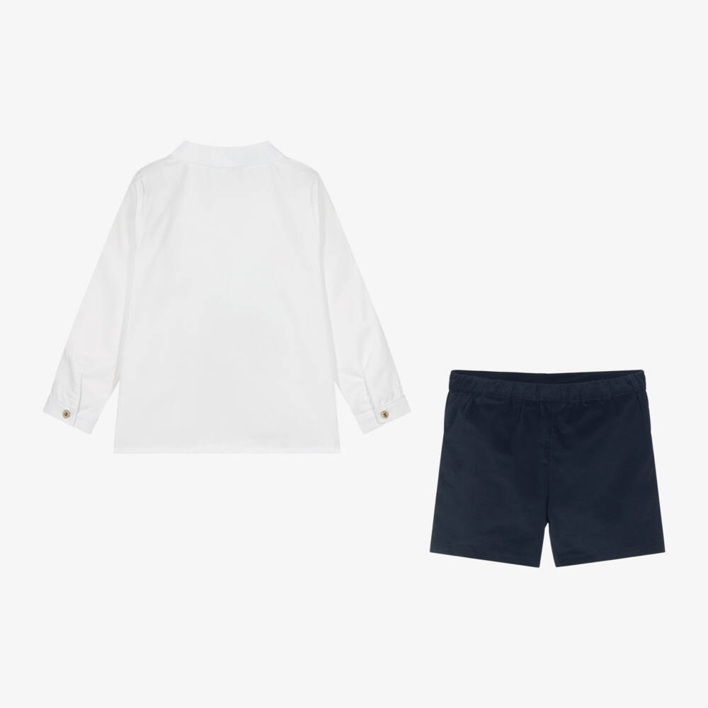 Babidu-Boys Velvet Navy Shorts Ensemble | Childrensalon Outlet