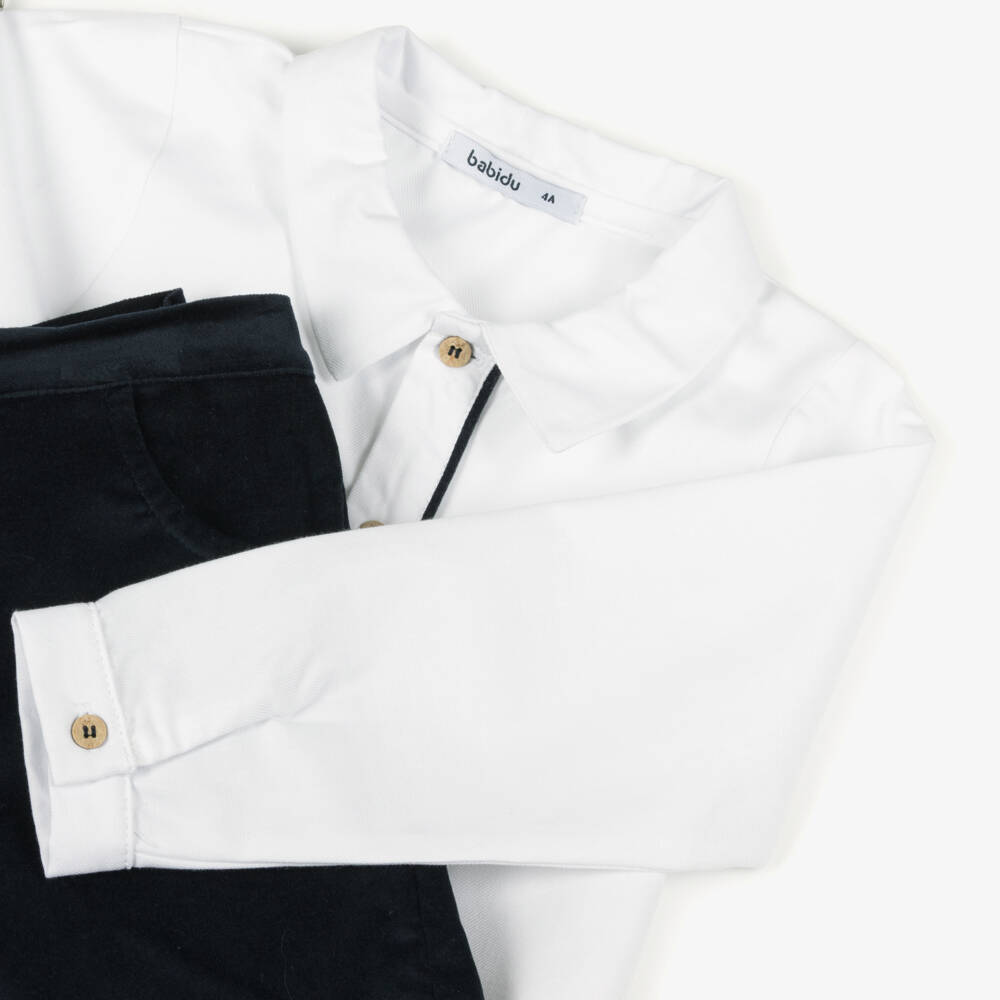 Babidu-Boys Velvet Navy Shorts Ensemble | Childrensalon Outlet