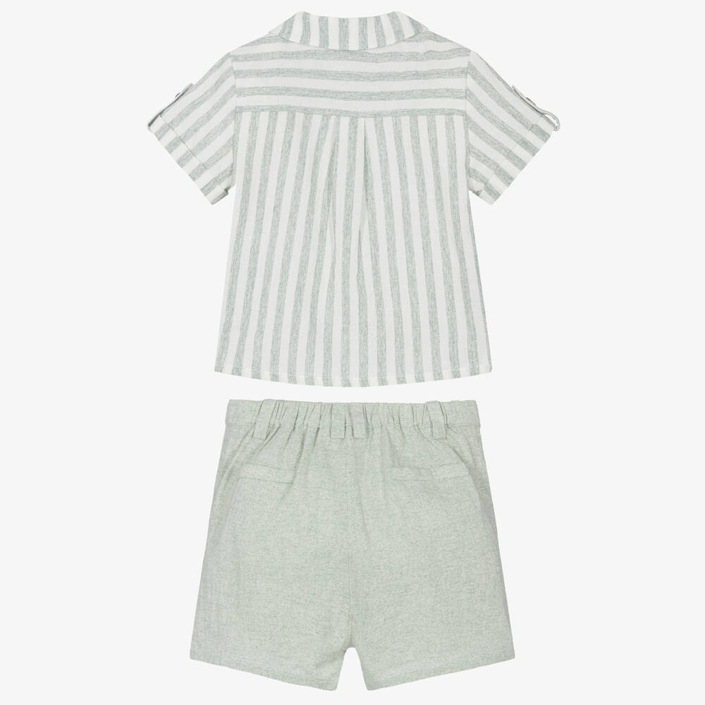 Babidu-Boys Verdant Stripe Linen Ensemble | Childrensalon Outlet