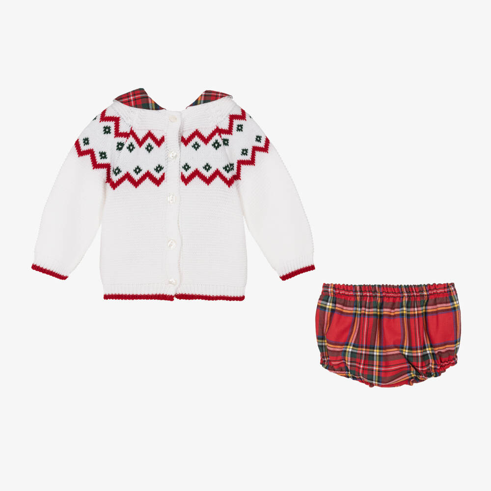 Babidu-Boys White and Tartan Set | Childrensalon Outlet