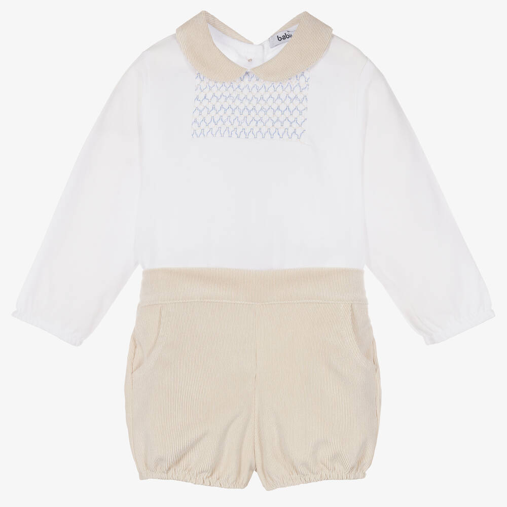 Babidu-Белый топ и бежевые шорты для мальчиков | Childrensalon Outlet
