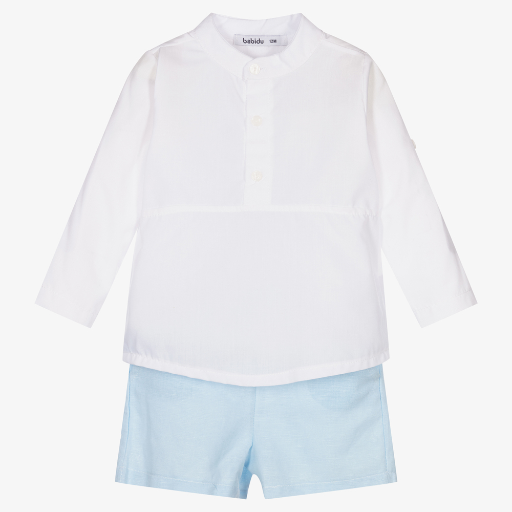 Babidu-Белая футболка и голубые шорты для мальчиков | Childrensalon Outlet