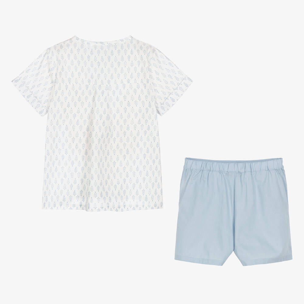Babidu-Белый топ и голубые шорты | Childrensalon Outlet