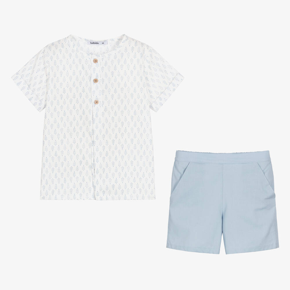 Babidu-Белый топ и голубые шорты | Childrensalon Outlet