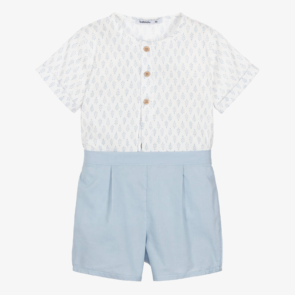 Babidu-Белый топ и голубые шорты | Childrensalon Outlet