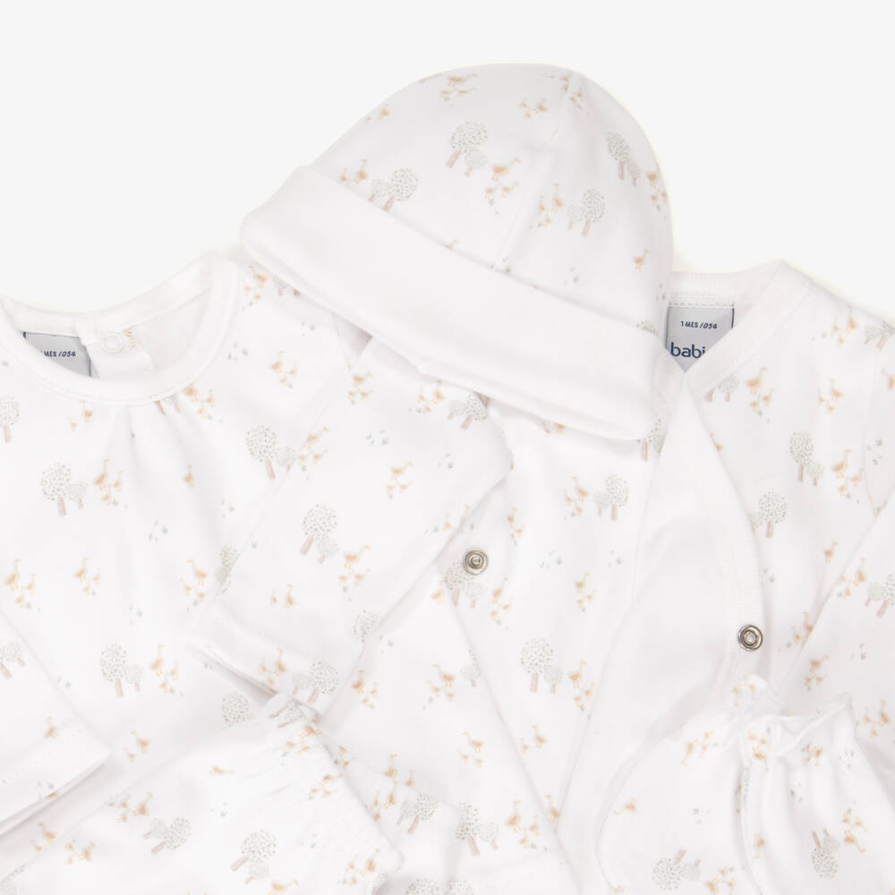 Babidu-Boys White Cotton Tree & Duck Print Babysuit Set | Childrensalon Outlet