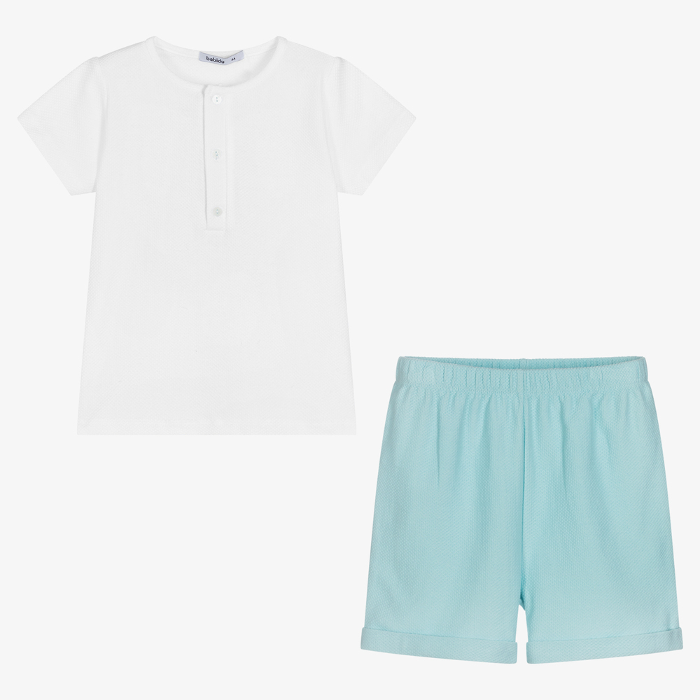 Babidu-Белый топ и зеленые шорты для мальчиков | Childrensalon Outlet