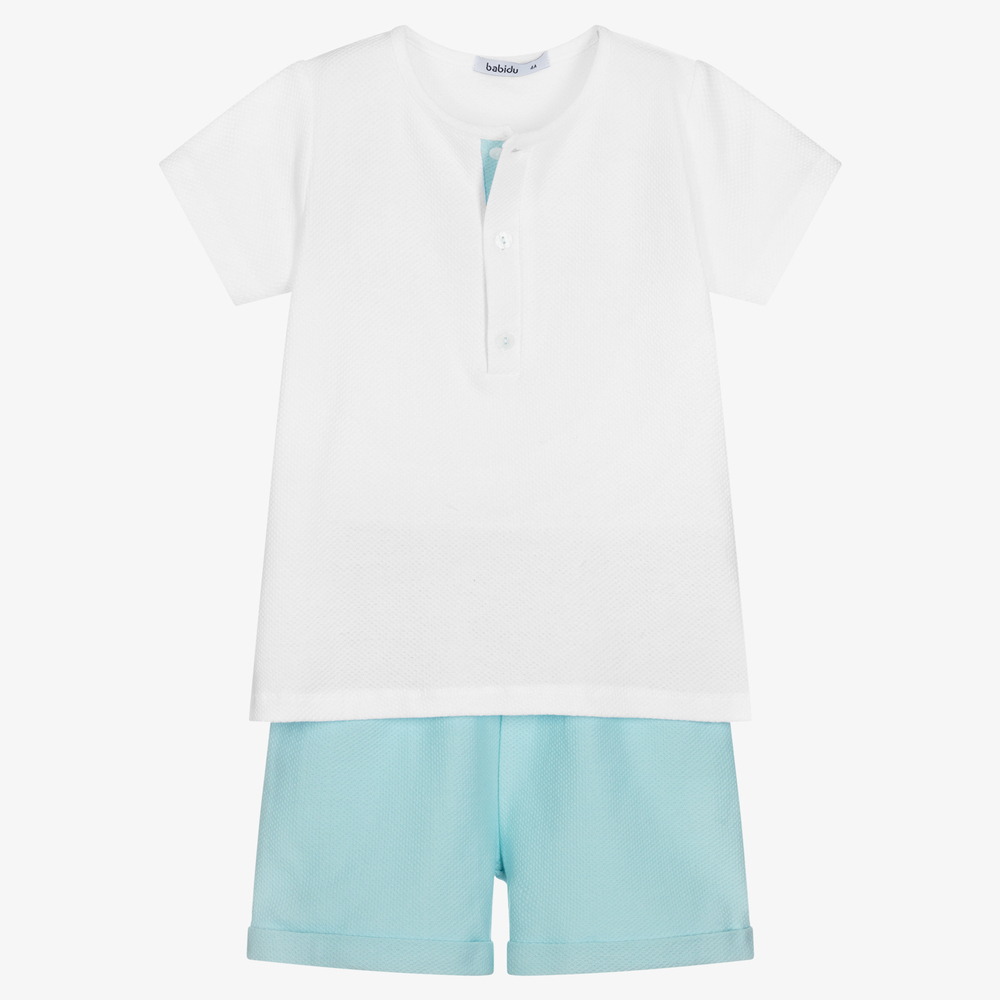 Babidu - Белый топ и зеленые шорты для мальчиков | Childrensalon