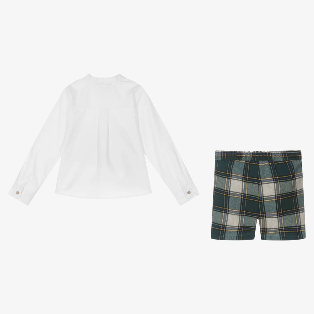 Babidu-Boys White & Green Shorts Set | Childrensalon Outlet