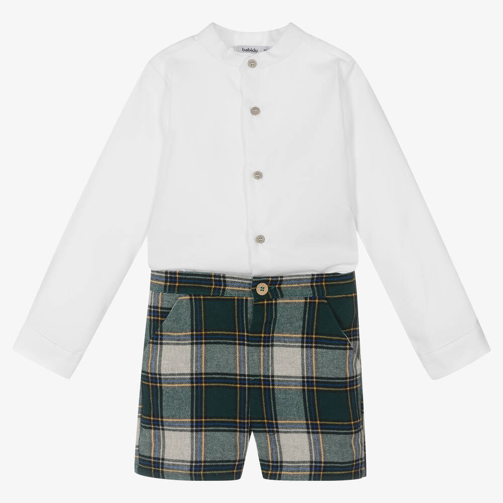 Babidu - Shorts-Set in Weiß und Grün (J) | Childrensalon