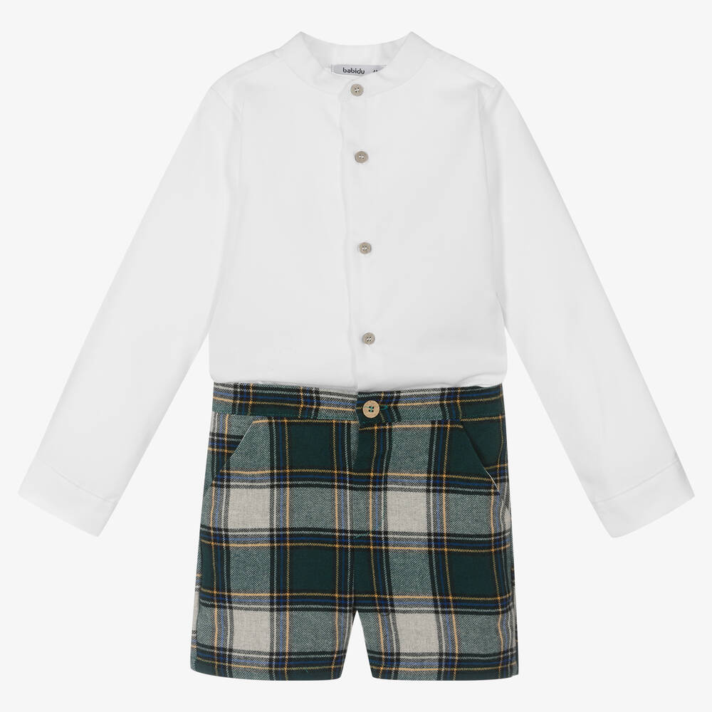 Babidu - Ensemble short blanc vert garçon | Childrensalon