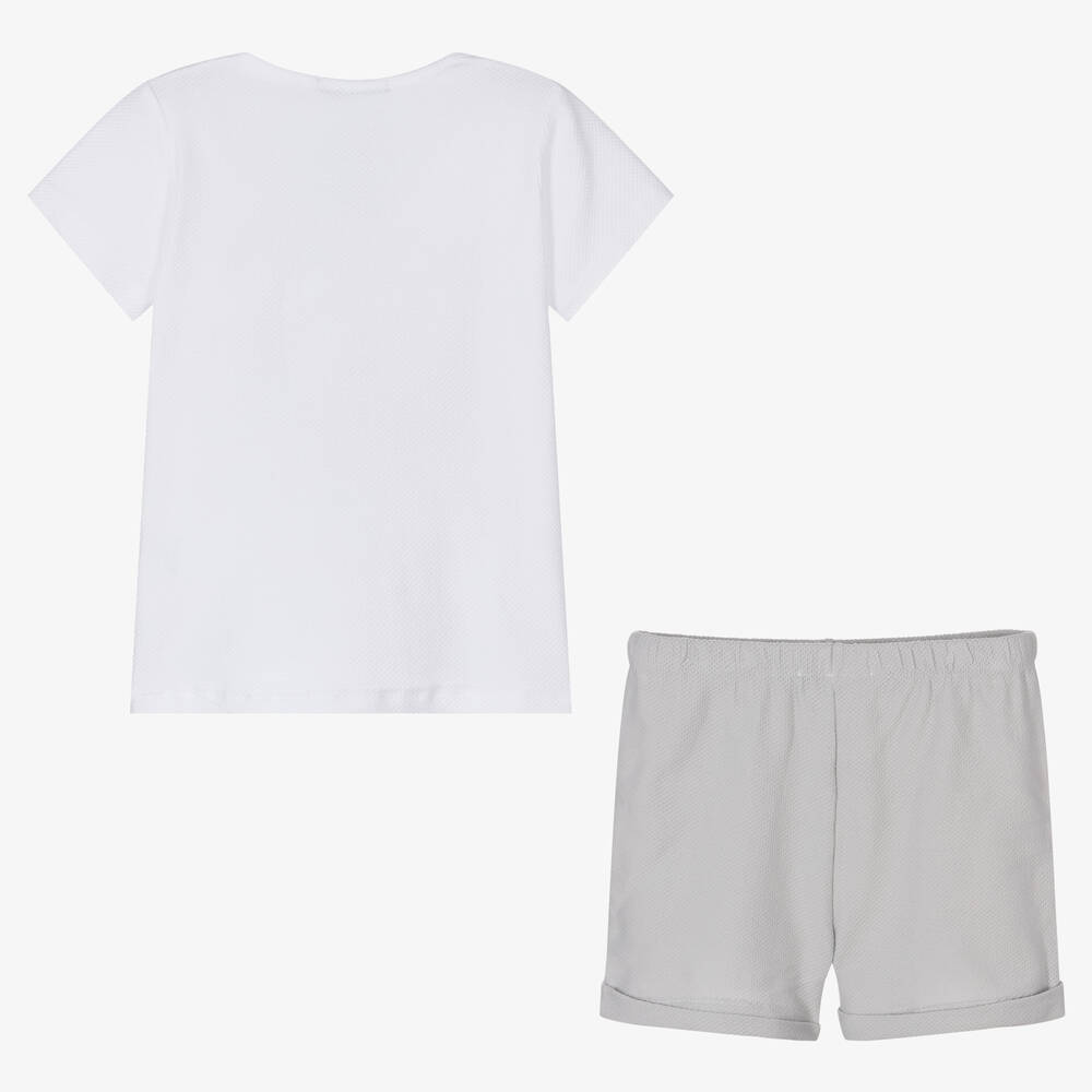 Babidu-Boys White & Grey Shorts Set | Childrensalon Outlet