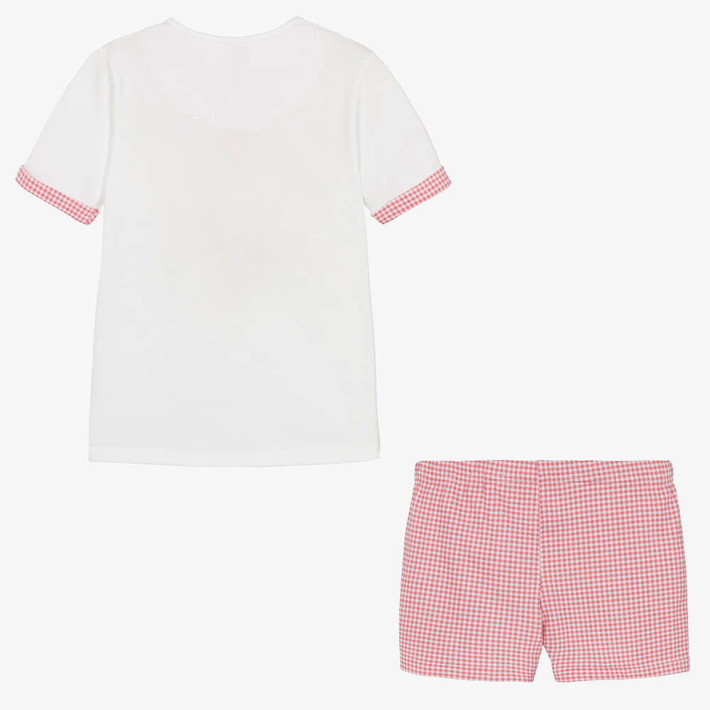 Babidu-Boys White & Red Cotton Short Pyjamas | Childrensalon Outlet