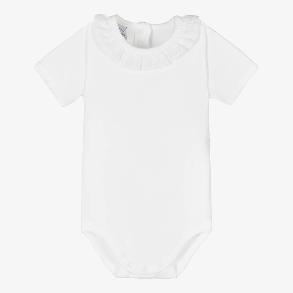 Babidu-Boys White Ruffle Collar Bodysuit | Childrensalon Outlet