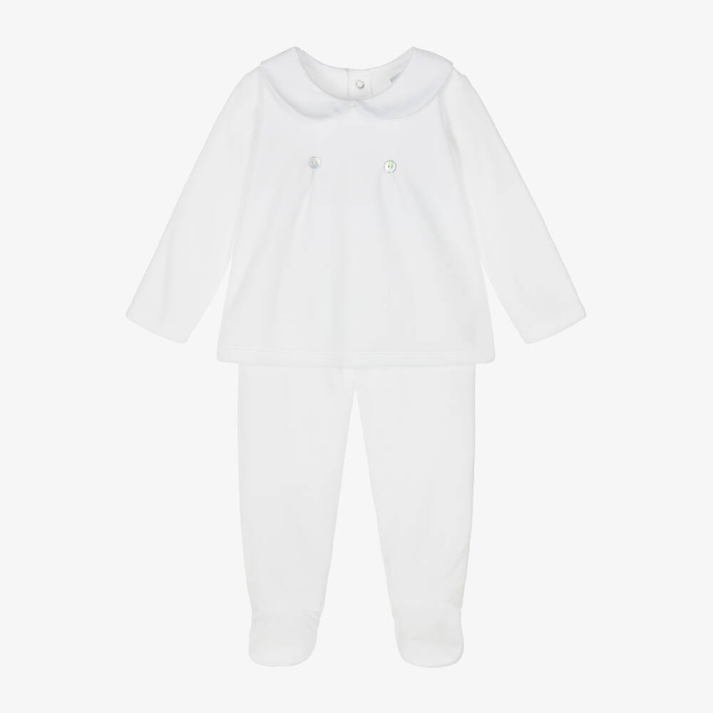 Babidu-Boys White Velour Outfit Set | Childrensalon Outlet