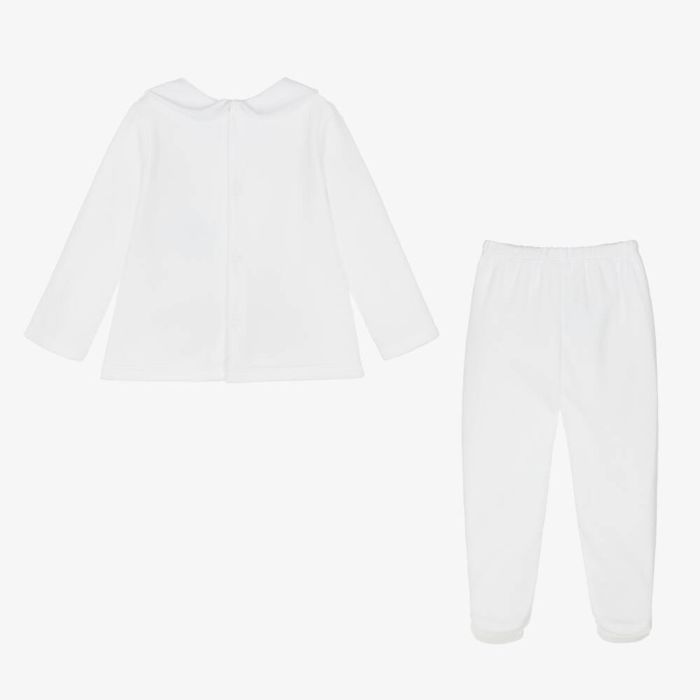 Babidu-Boys White Velour Outfit Set | Childrensalon Outlet