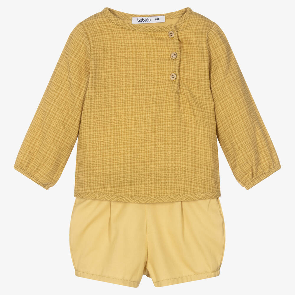 Babidu - Boys Yellow Cotton Shorts Set | Childrensalon
