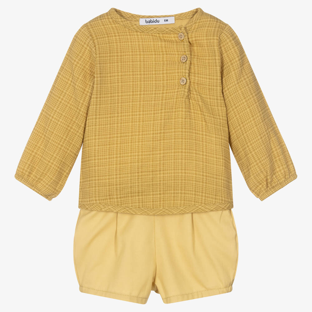 Babidu - Gelbes Baumwollshorts-Set (J) | Childrensalon