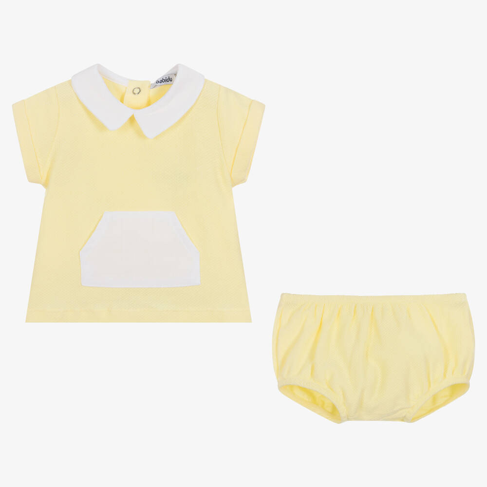 Babidu-طقم شورت أطفال ولادي قطن جيرسي لون أصفر | Childrensalon Outlet