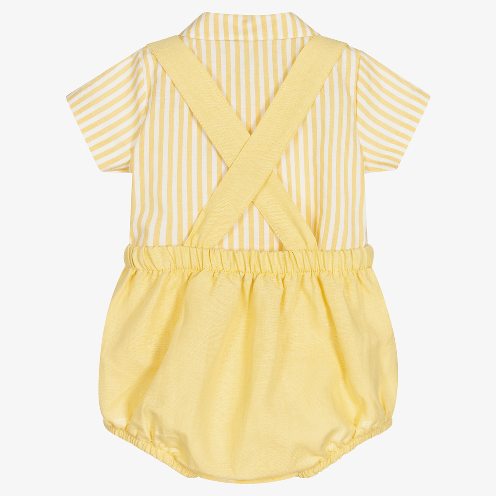 Babidu-طقم شورت أطفال ولادي قطن وكتان لون أصفر | Childrensalon Outlet