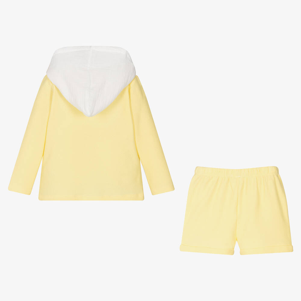 Babidu-Boys Yellow & White Cotton Shorts Set | Childrensalon Outlet