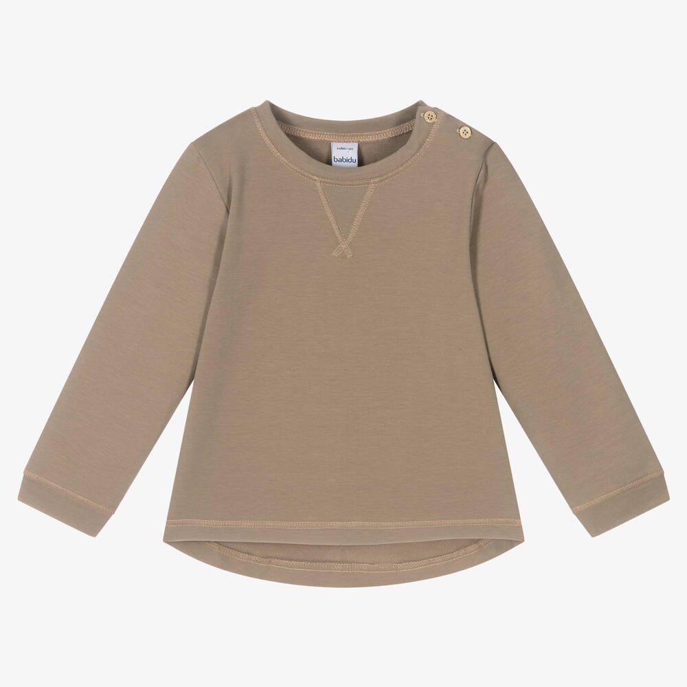 Babidu - Brown Cotton Jersey Sweatshirt | Childrensalon