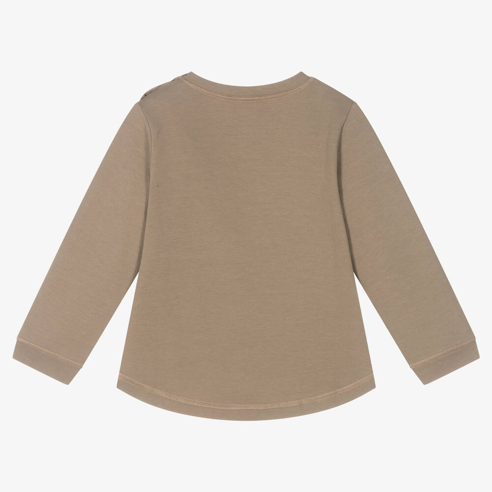 Babidu-Brown Cotton Jersey Sweatshirt | Childrensalon Outlet