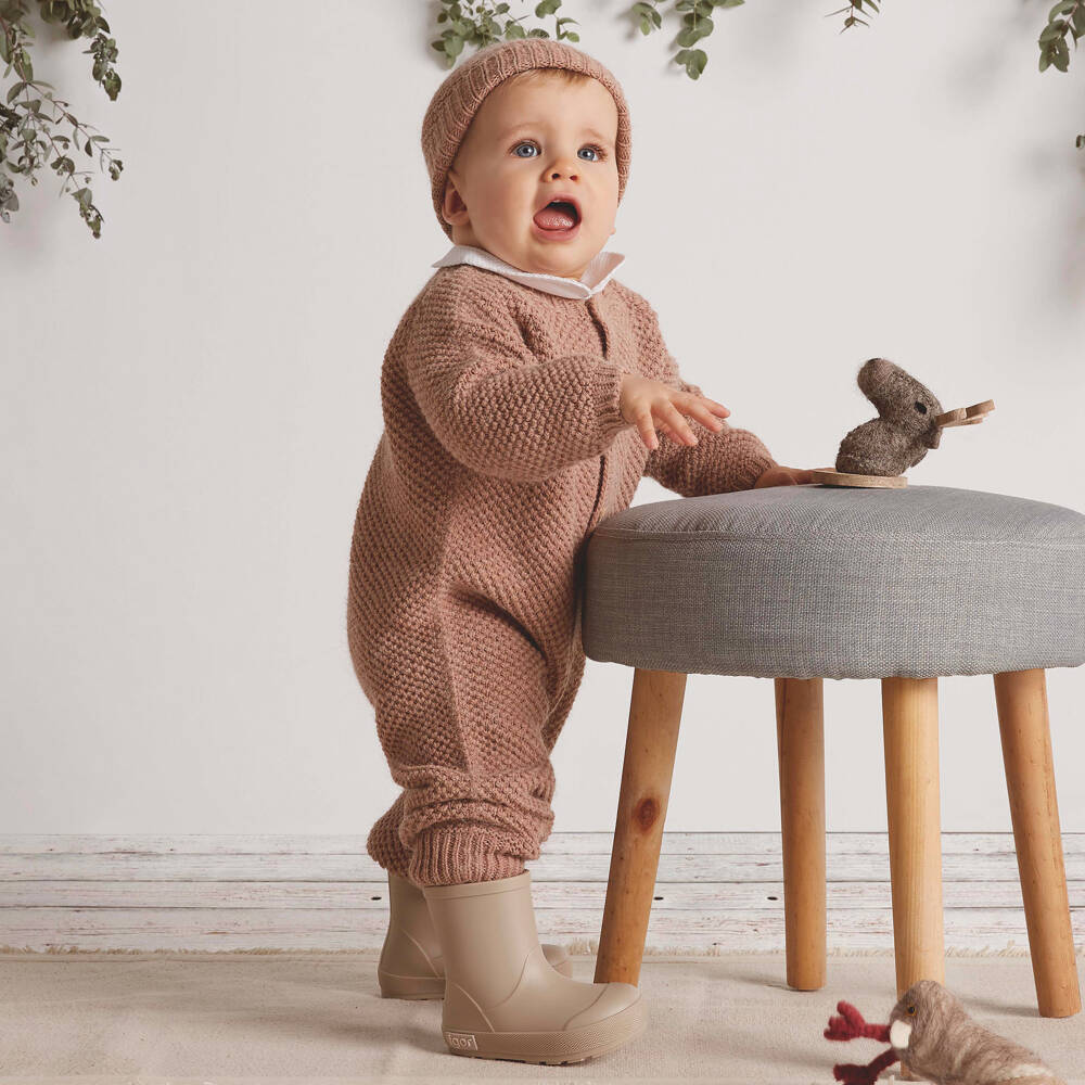 Babidu-Brown Knitted Babygrow Without Feet | Childrensalon Outlet