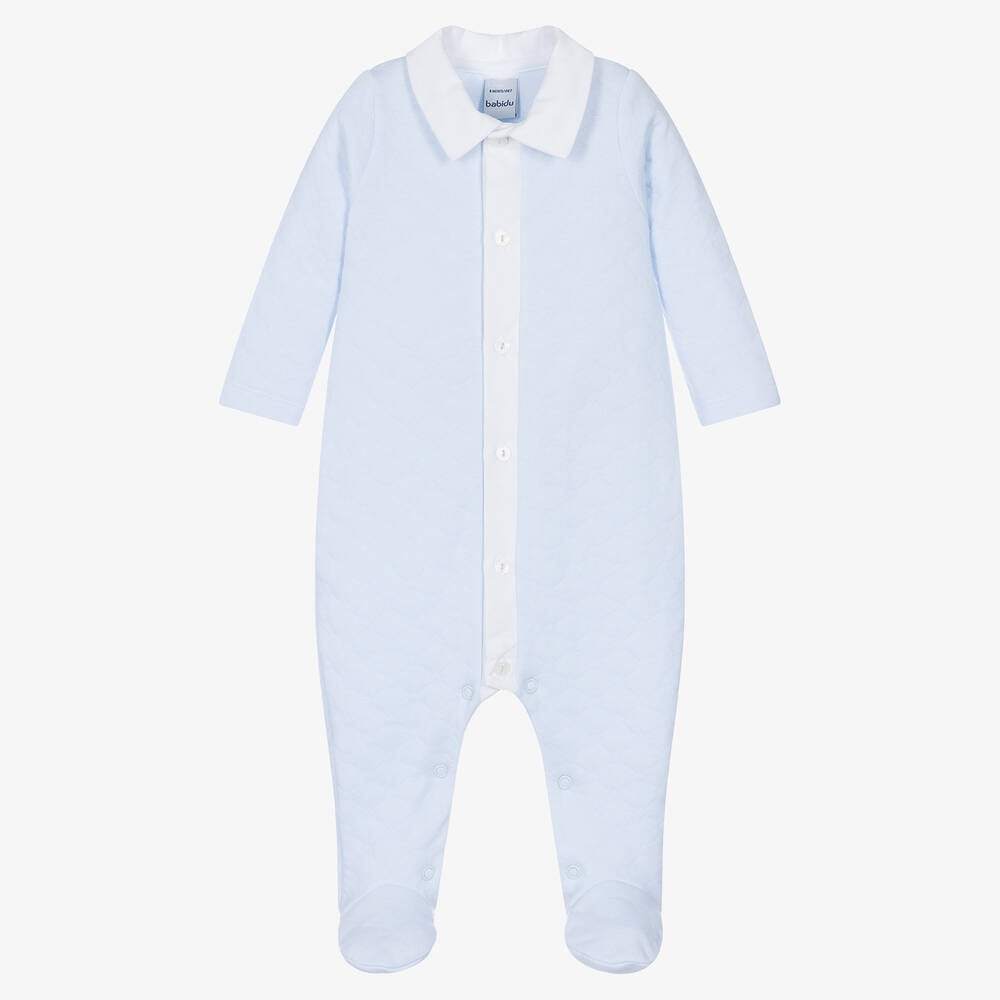 Babidu - Cornflower Blue Cotton Babygrow | Childrensalon