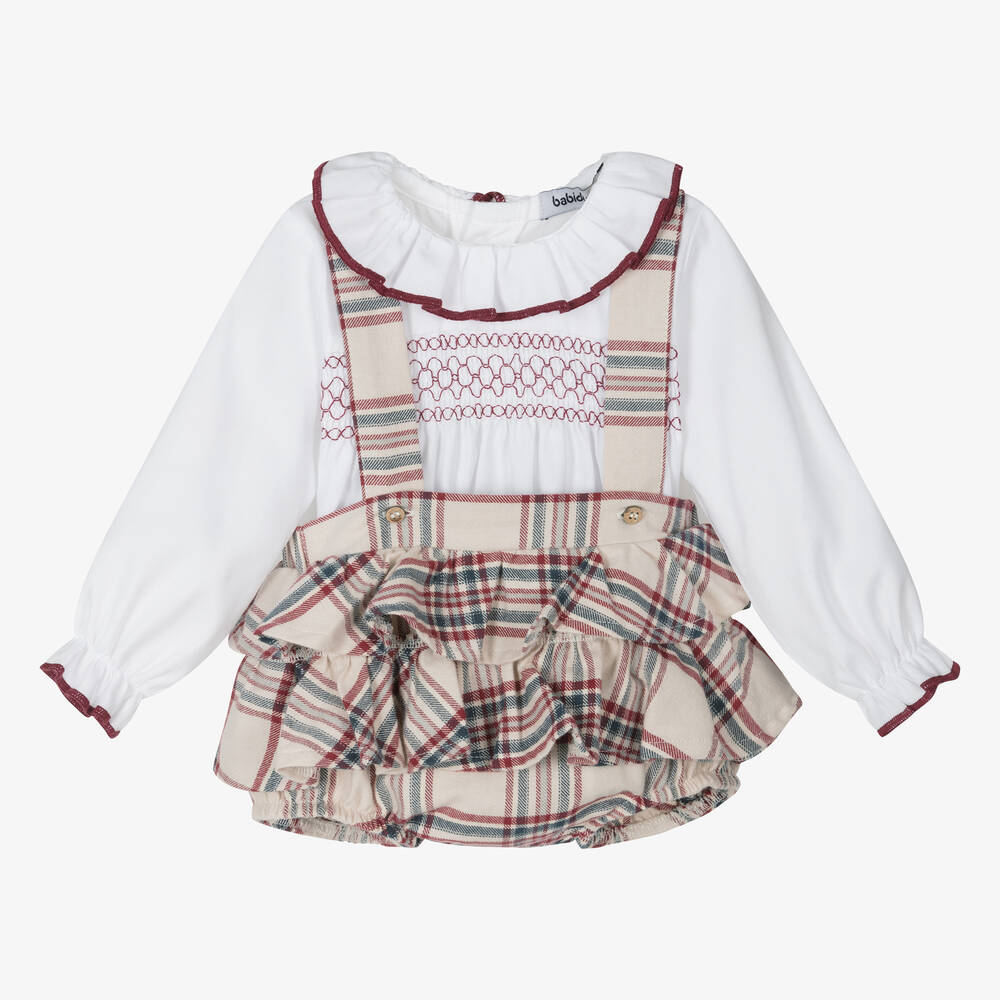 Babidu-Блузка и бежевые шорты из хлопка в клетку | Childrensalon Outlet