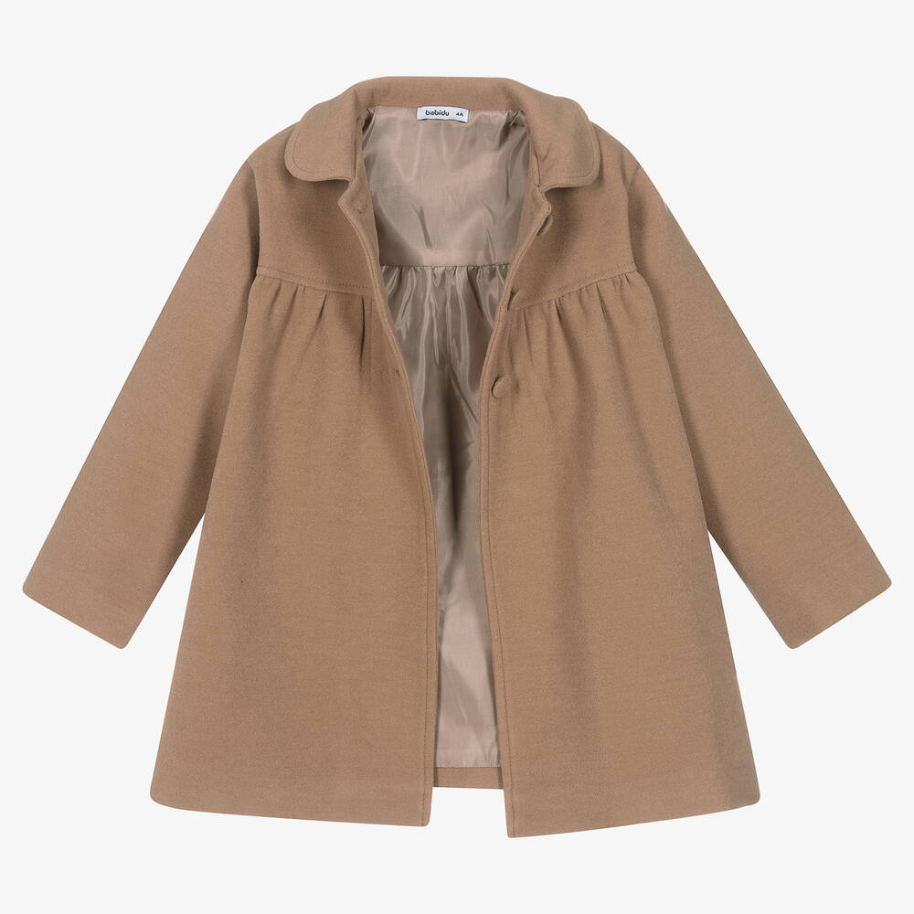 Babidu Girls Beige Coat Hat Set