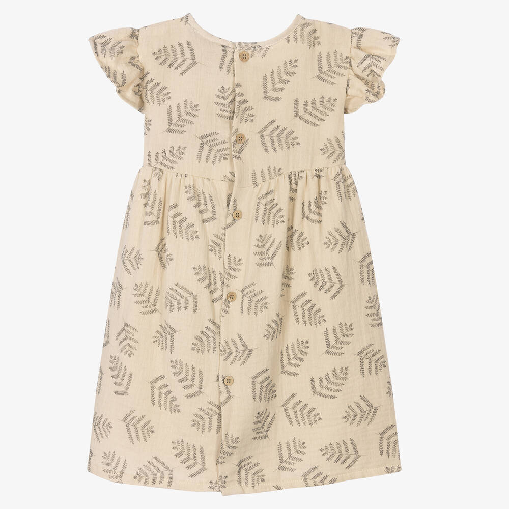 Babidu-Girls Beige Cotton Dress | Childrensalon Outlet