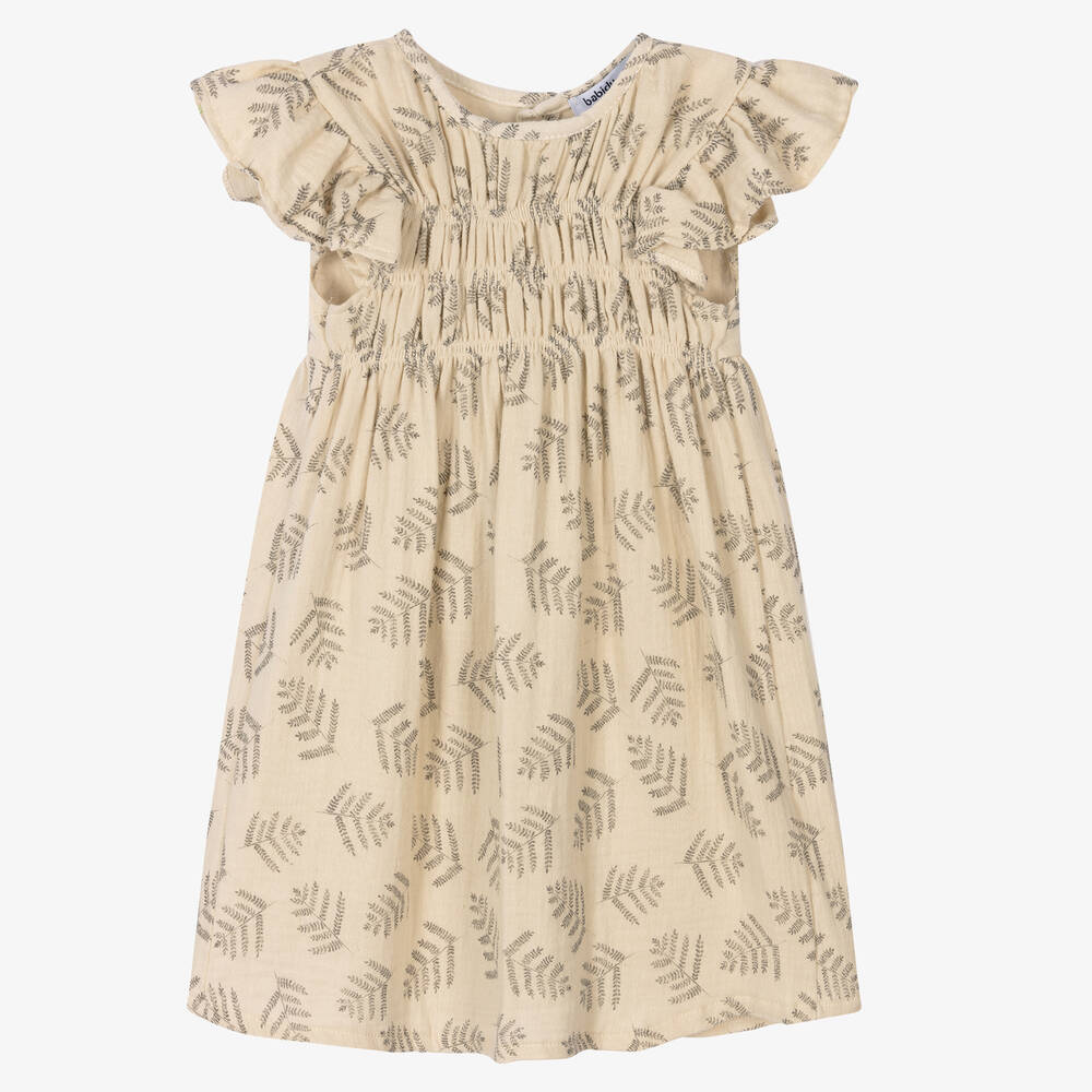 Babidu - Girls Beige Cotton Dress | Childrensalon Outlet