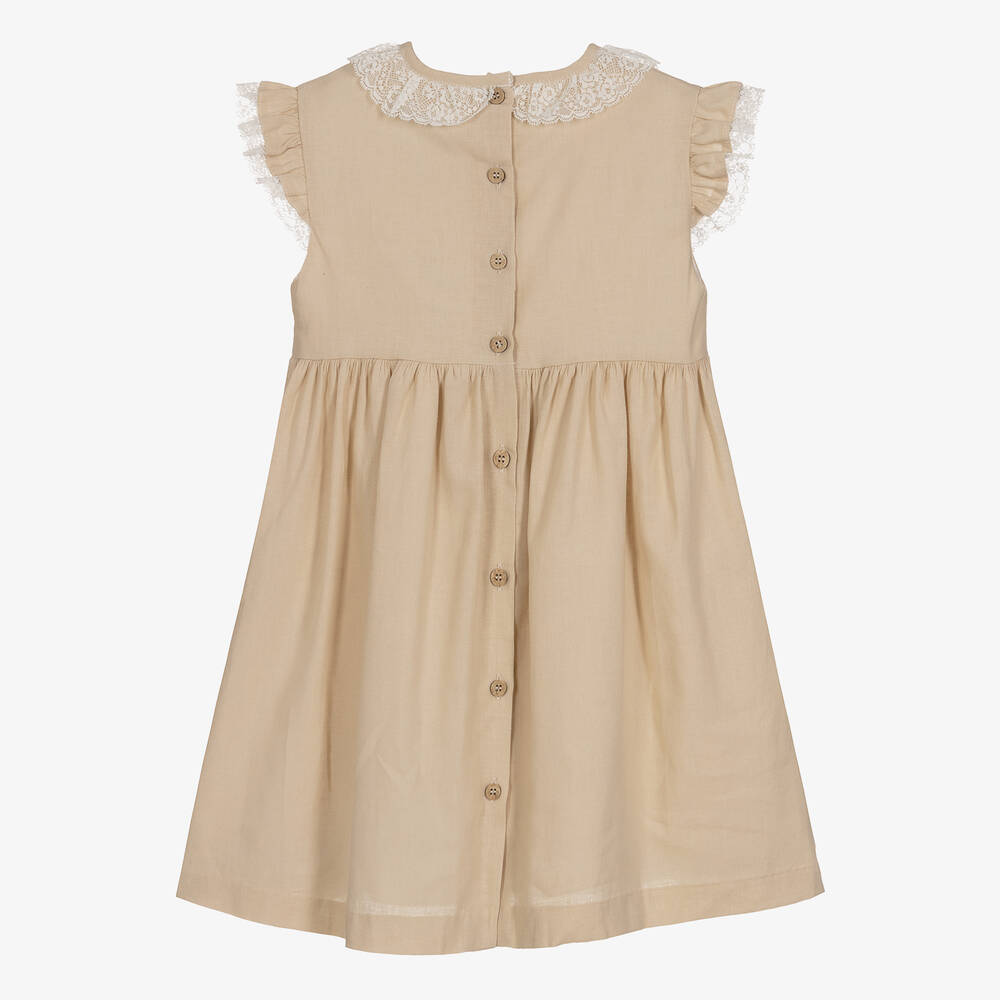 Babidu-Бежевое хлопковое платье | Childrensalon Outlet