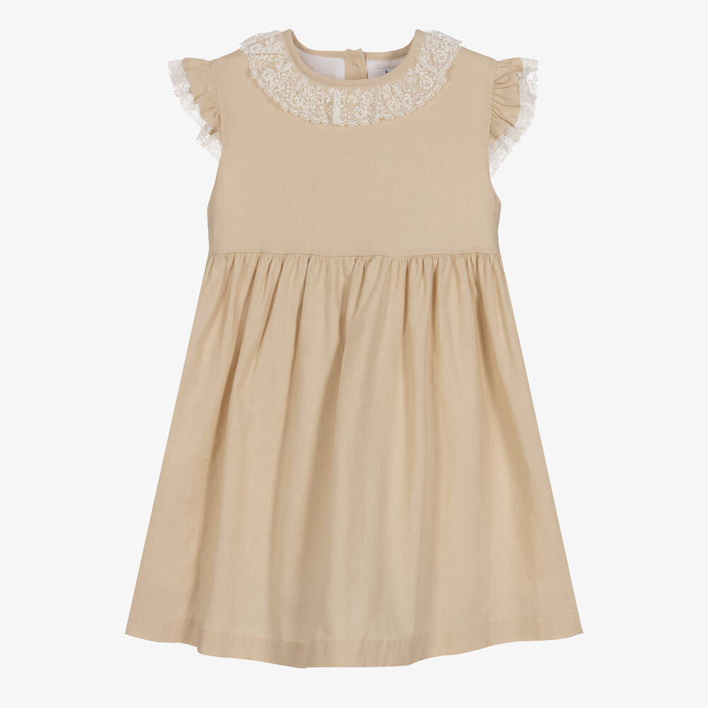 Babidu - Robe beige en coton fille | Childrensalon