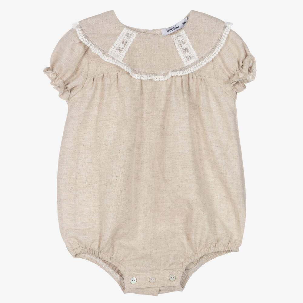 Babidu - Girls Beige Cotton Shortie | Childrensalon