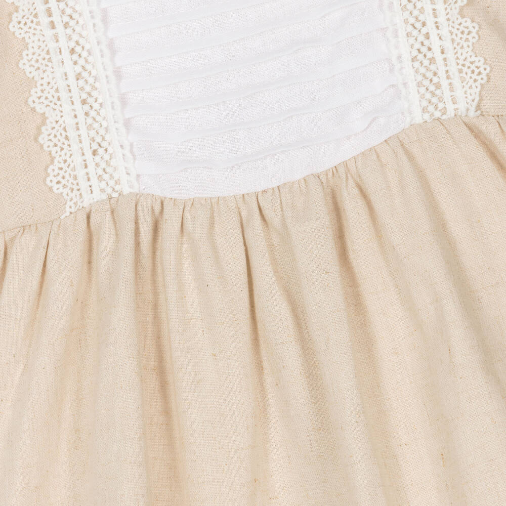 بابيدو -فستان مزيج قطن وكتان لون بيج | Childrensalon Outlet