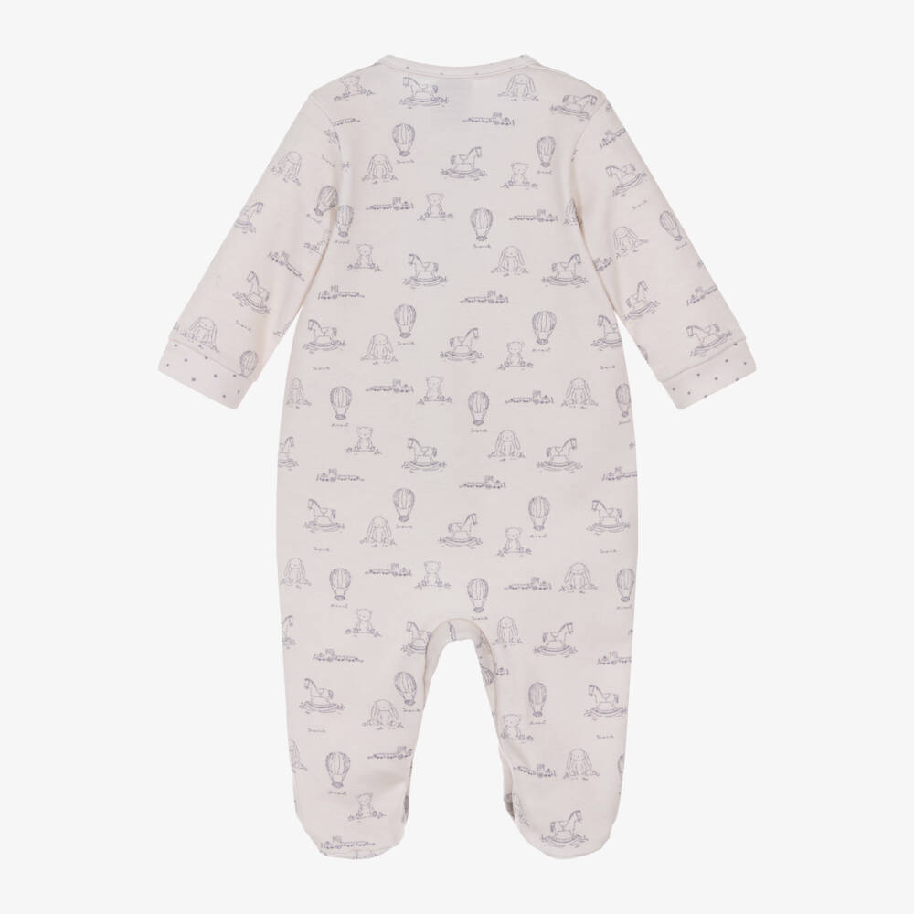 Babidu-Girls Beige Nursery Print Babygrow | Childrensalon Outlet