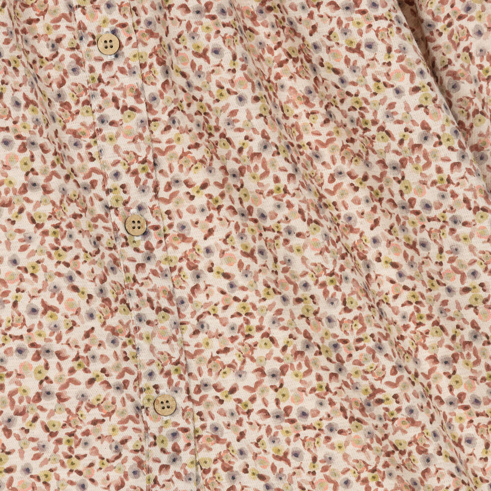 Babidu-Girls Beige & Pink Floral Dress | Childrensalon Outlet