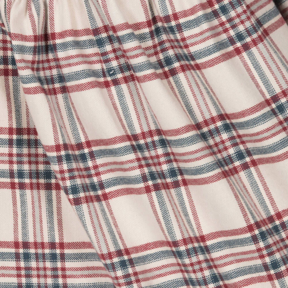 Babidu-فستان قطن كاروهات لون بيج وأحمر | Childrensalon Outlet