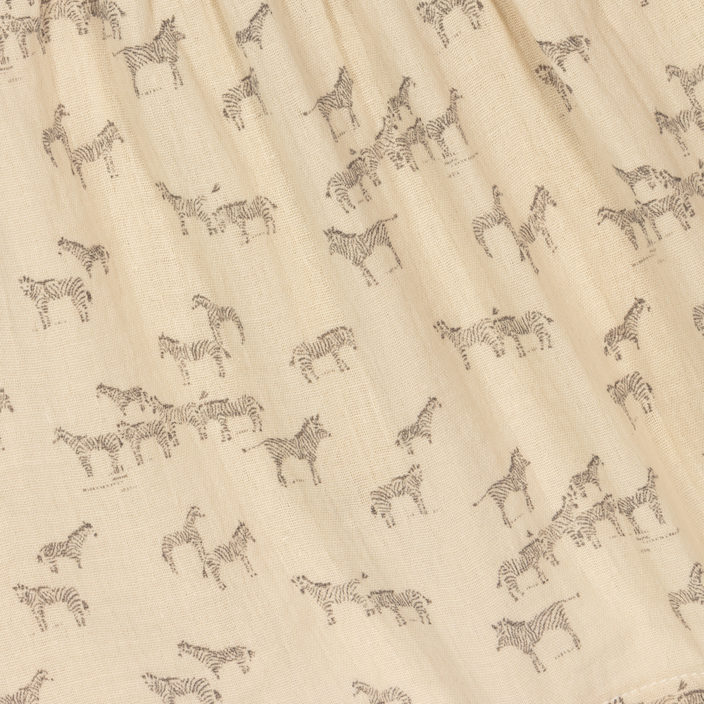 Babidu-Girls Beige Zebra Shorts Set | Childrensalon Outlet