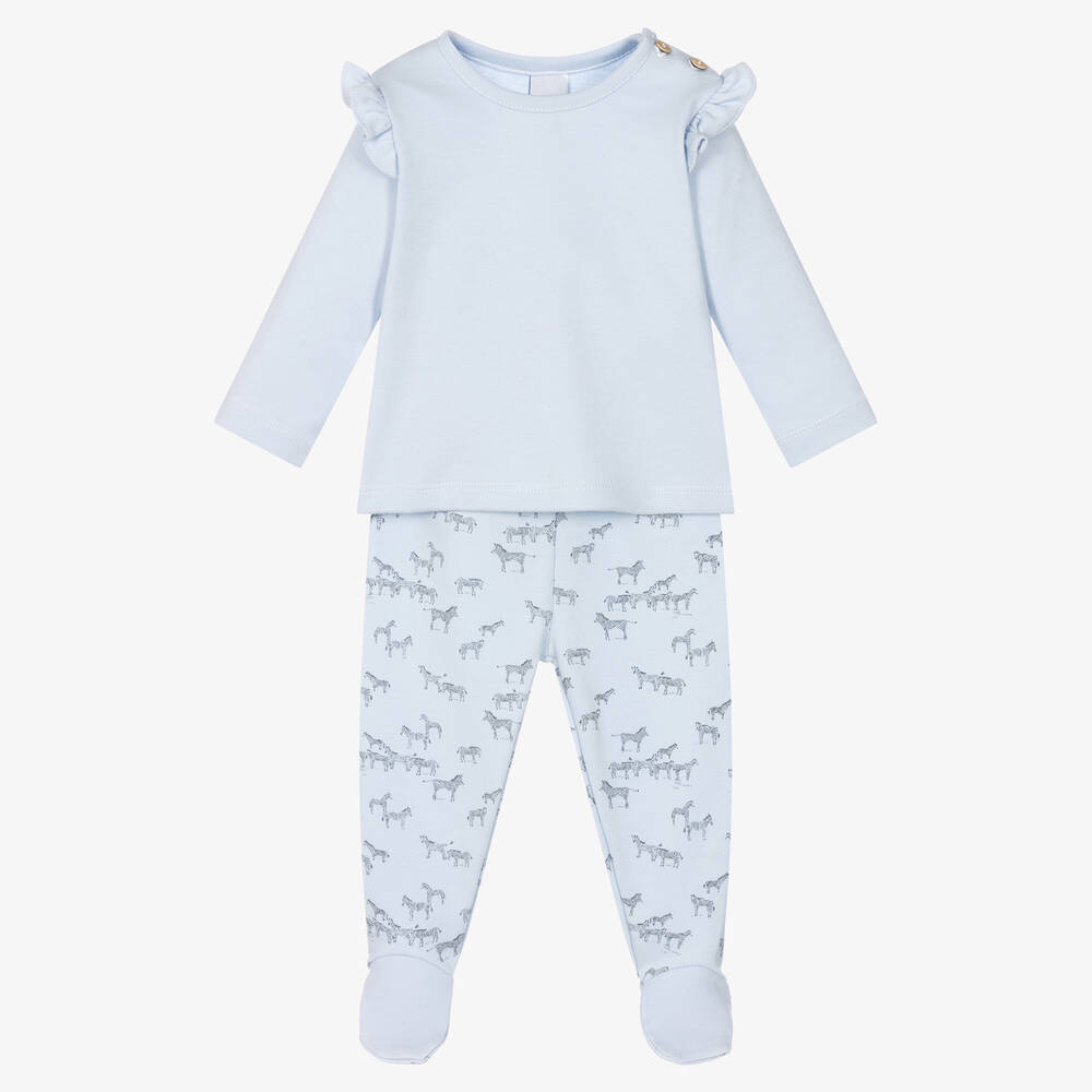 Babidu-Girls Blue 2 Piece Babygrow  | Childrensalon Outlet