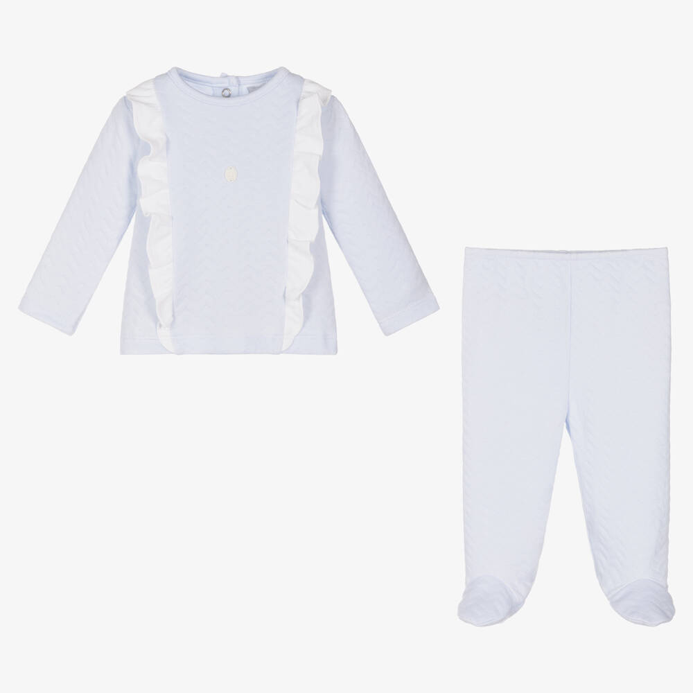Babidu-Girls Blue 2 Piece Babygrow | Childrensalon Outlet