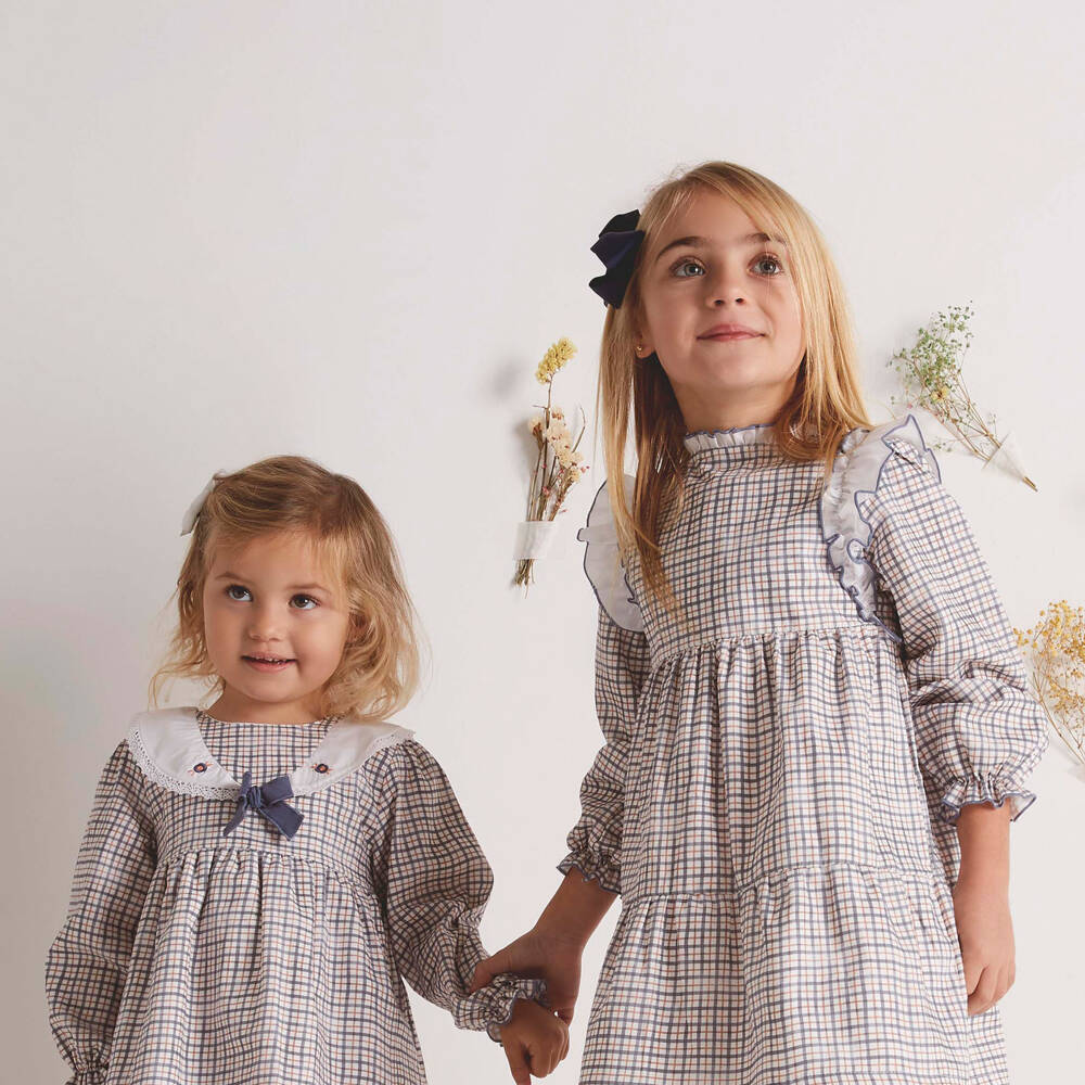 Babidu-Платье в синюю и белую клетку для девочек | Childrensalon Outlet