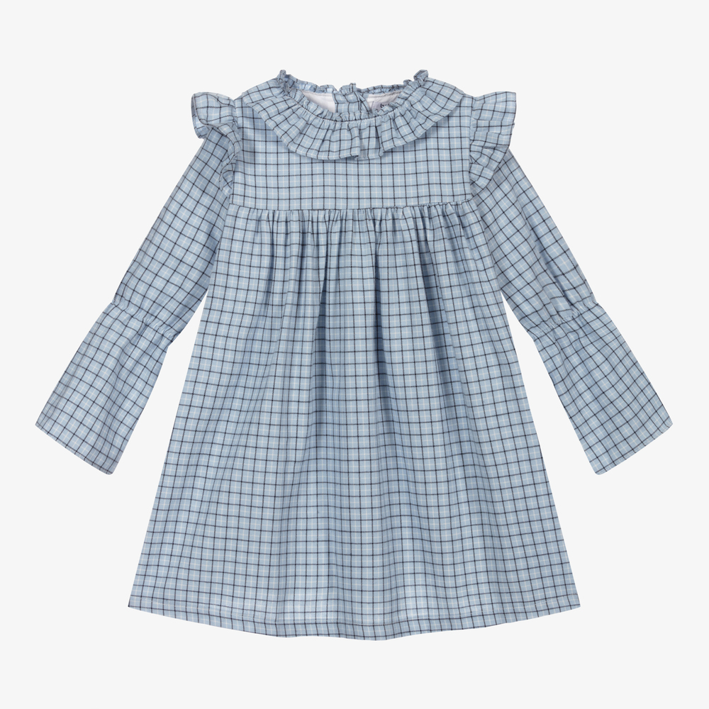Babidu - Girls Blue Check Dress | Childrensalon