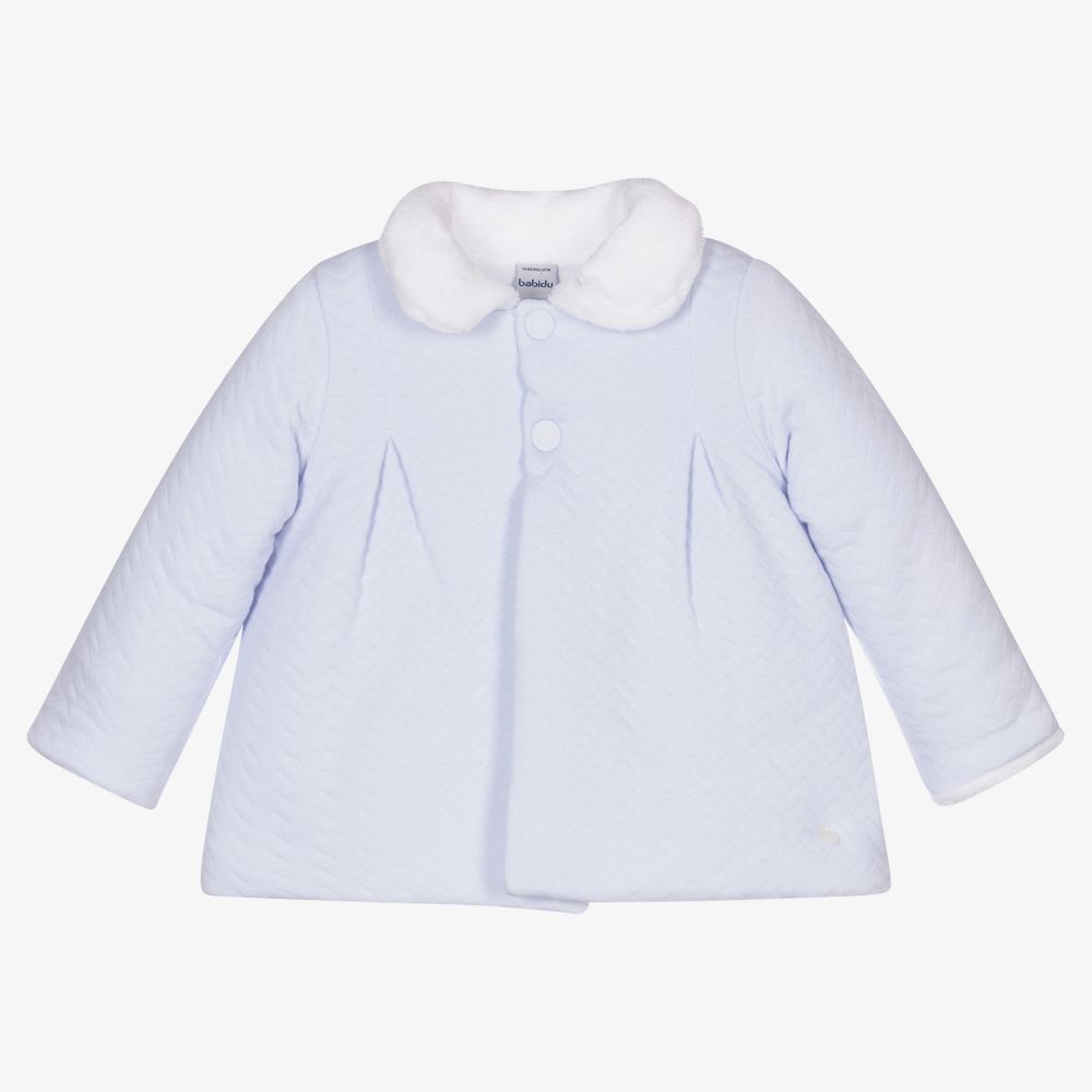 Babidu - Girls Blue Cotton Coat | Childrensalon