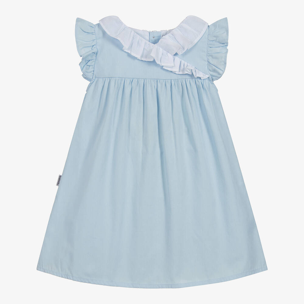 Babidu-Girls Blue Cotton Dress | Childrensalon Outlet
