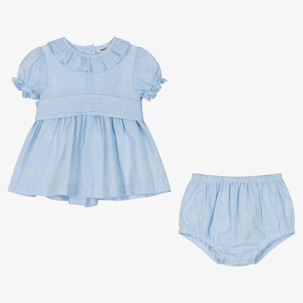 Babidu-فستان أطفال بناتي قطن لون أزرق | Childrensalon Outlet