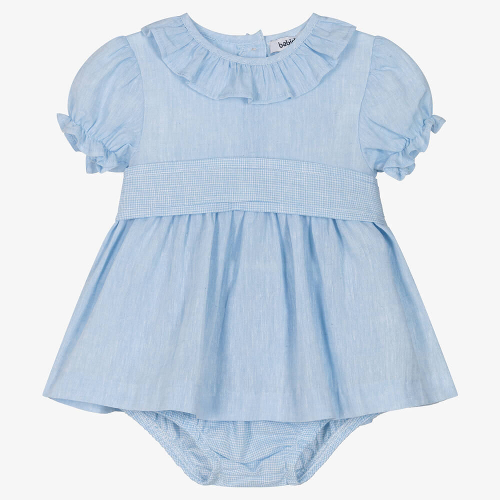 Babidu - Robe bleue en coton fille | Childrensalon