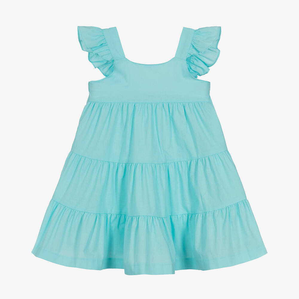 Babidu - Robe bleue en coton fille | Childrensalon